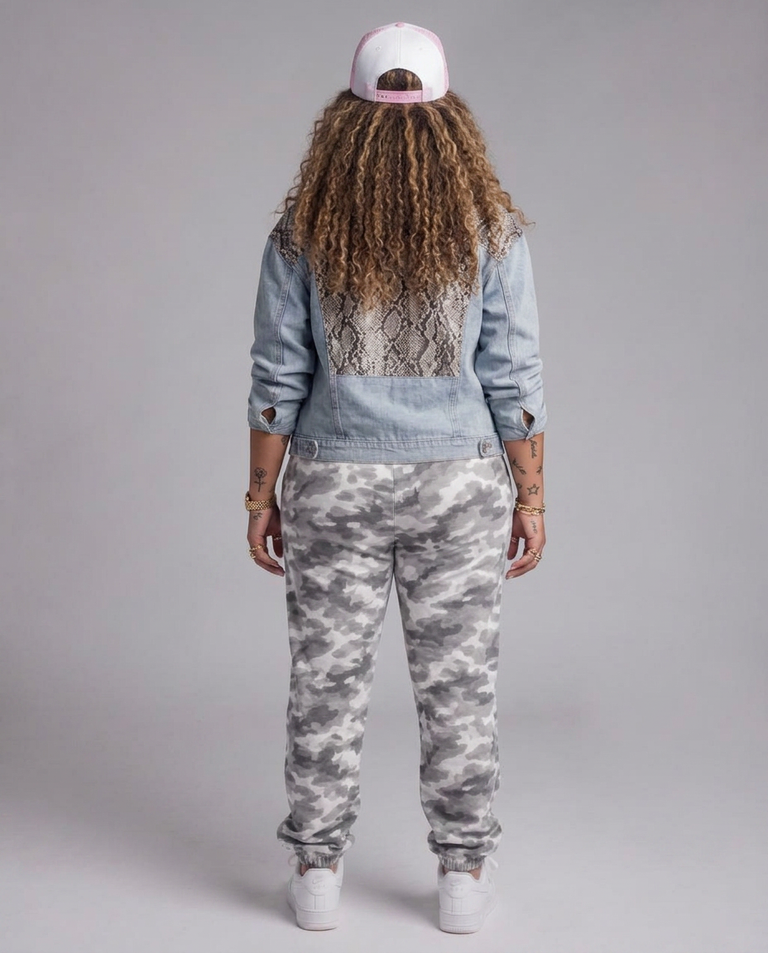 SNAKE PANEL DENIM — back view