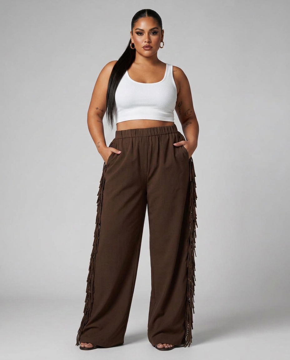 SIDE FRINGE WIDE-LEG TROUSER