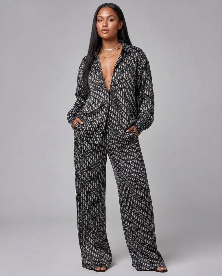MONOGRAM SATIN SET