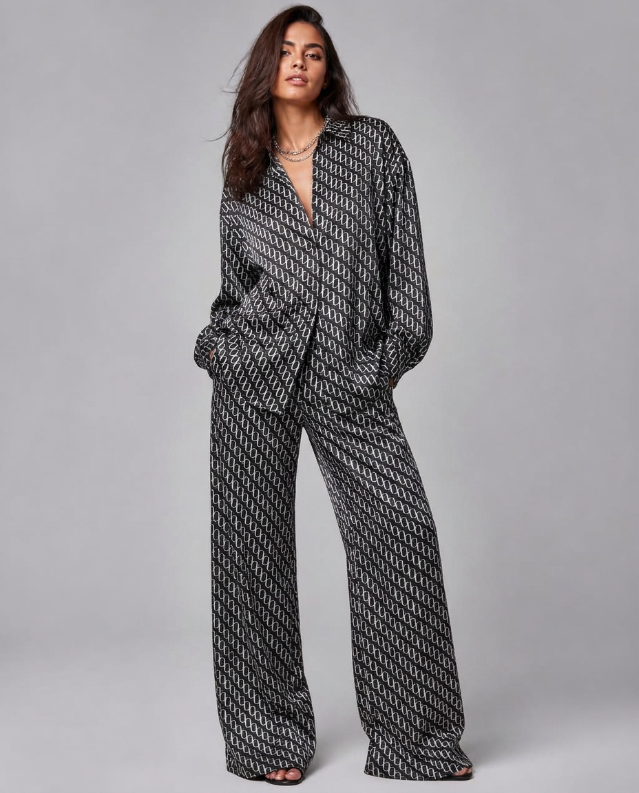 MONOGRAM SATIN SET
