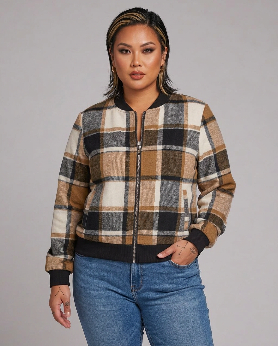 PLAID ZIP BOMBER