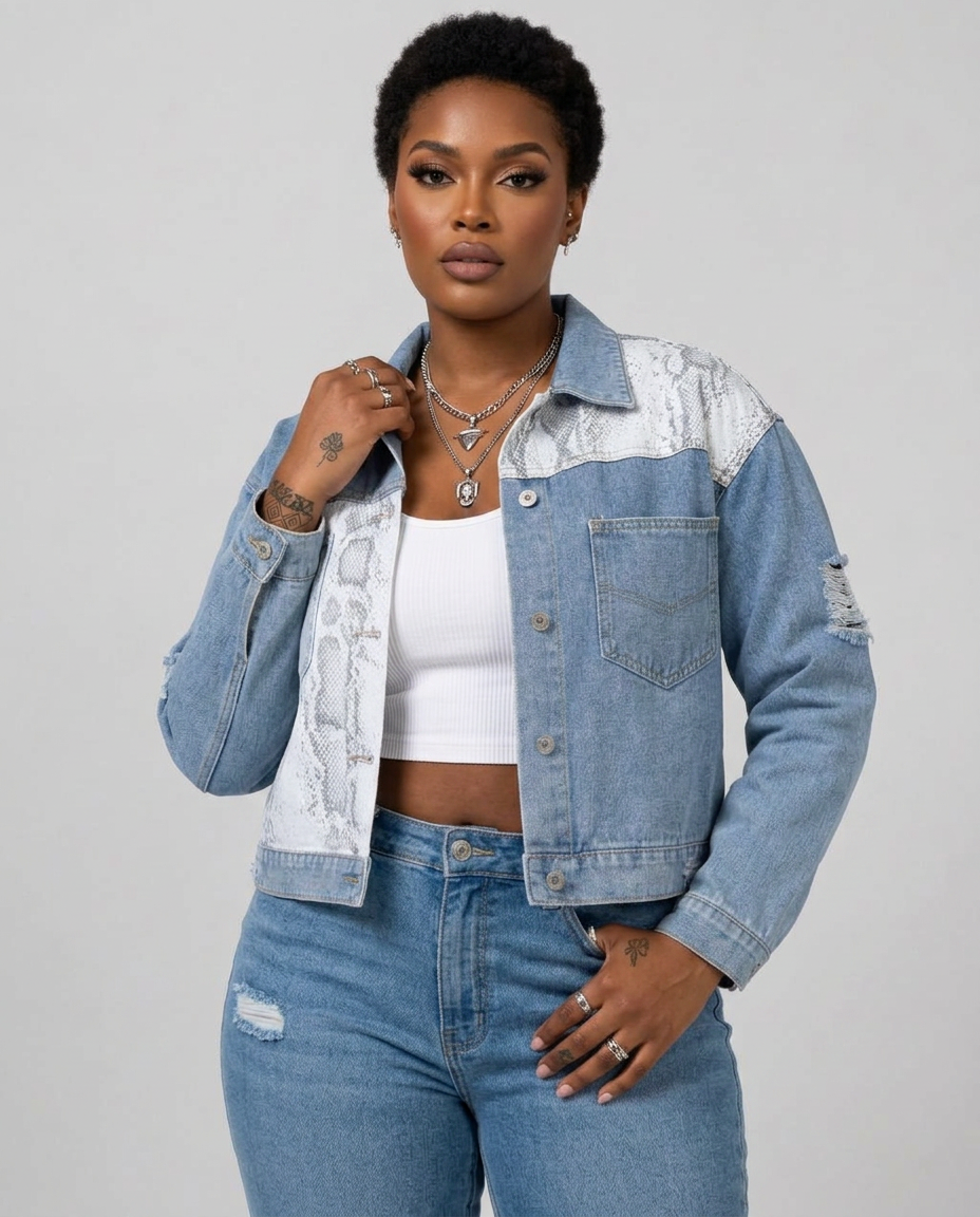 SNAKE PATCHWORK DENIM JACKET