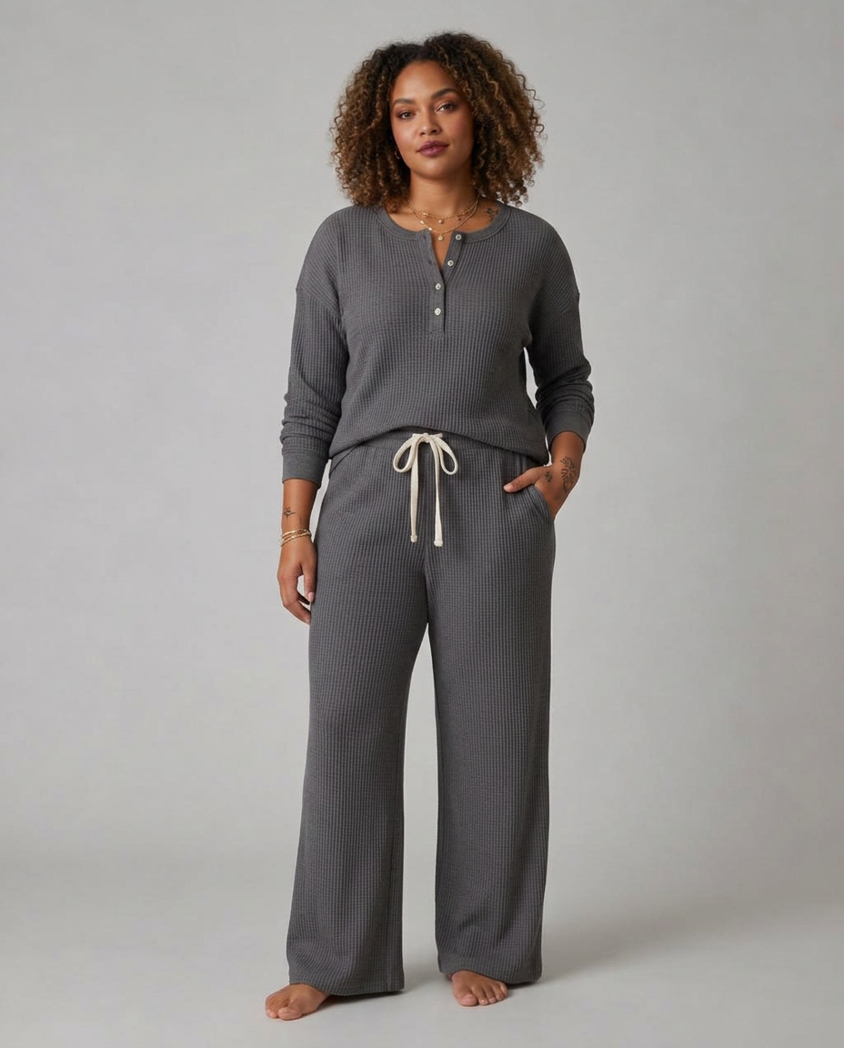 WAFFLE KNIT LOUNGE SET