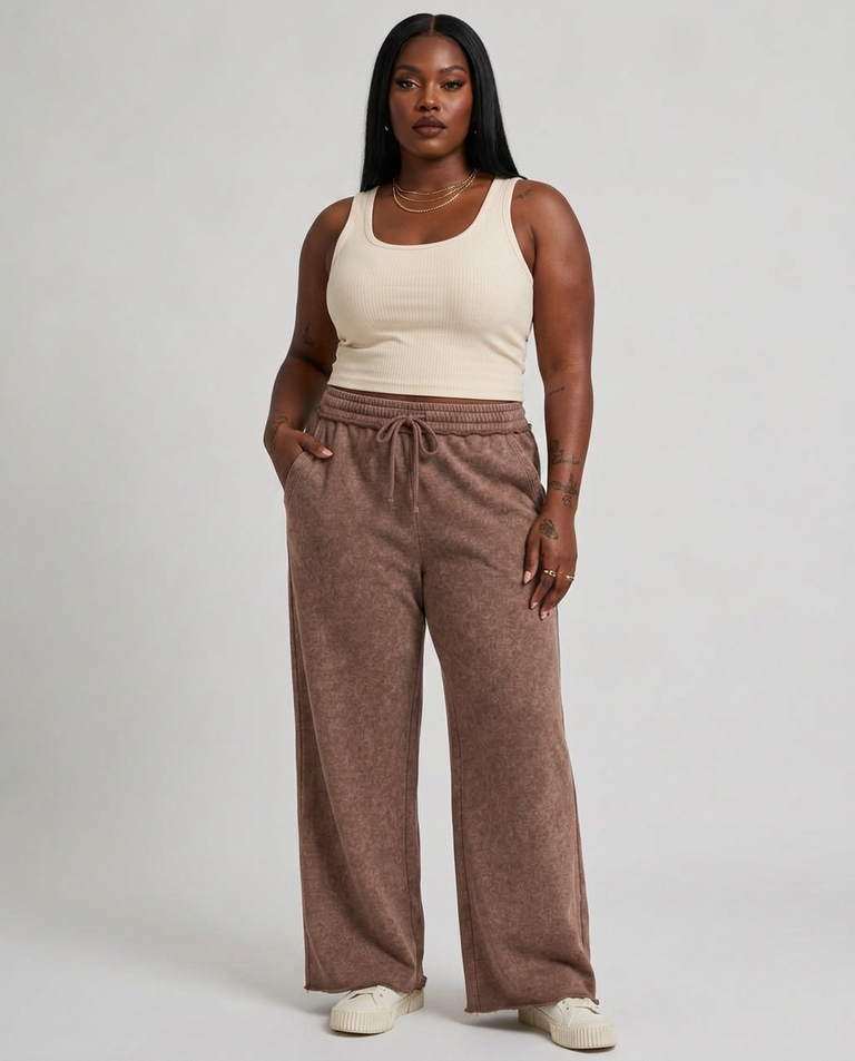 WASHED WIDE-LEG SWEATPANT